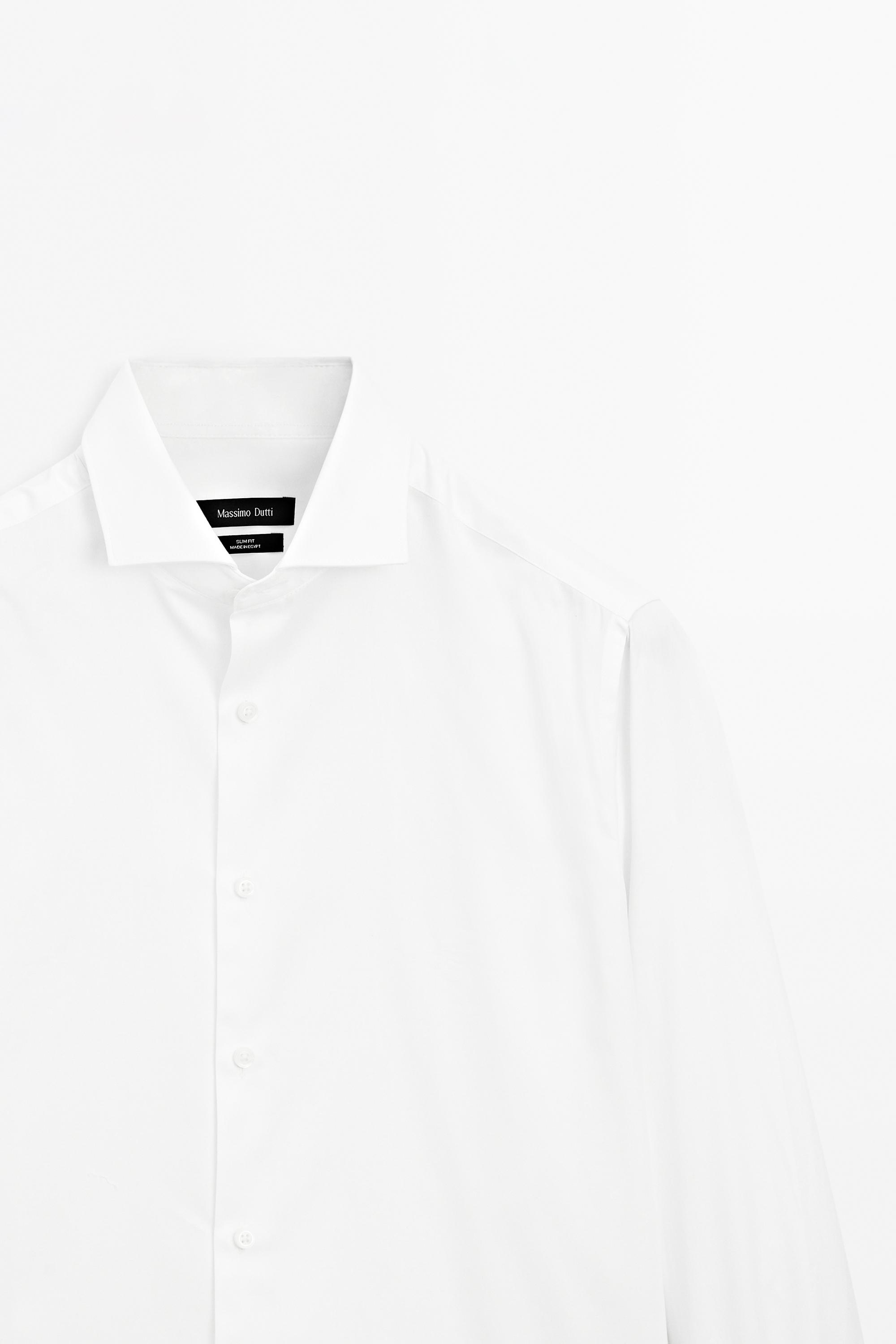 Slim fit cotton shirt with double cuffs